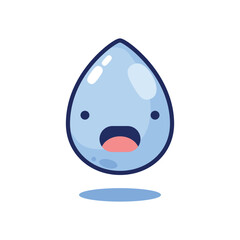 cute and funny 2d illustration of a cartoon character a water drop on white background background