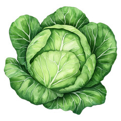 Obraz premium A watercolor painting of a large green cabbage