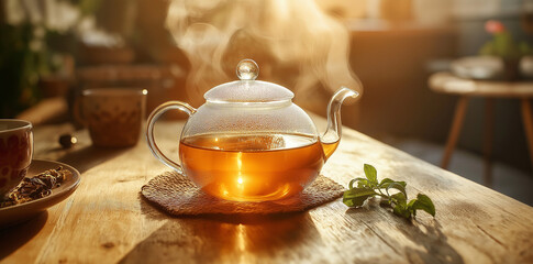 Fototapeta premium Making a cup of tea, Ai