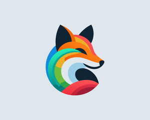 Obraz premium Colorful fox logo design icon symbol vector illustration