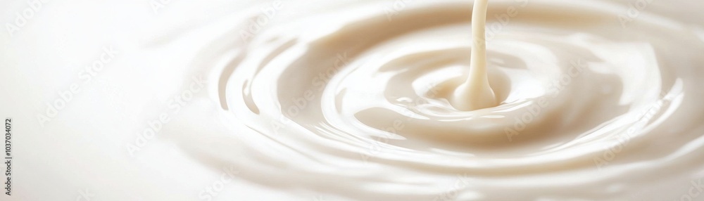 Poster close-up of creamy liquid creating ripples, capturing the essence of smooth texture and gentle motio