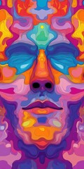 Fototapeta premium Vintage Illustration. Abstract Retro Poster with Psychedelic Art and Ink Patterns