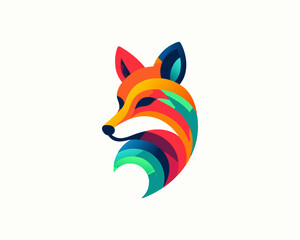 Obraz premium Colorful fox logo design icon symbol vector illustration