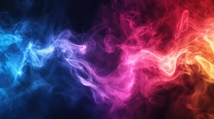 Smoke-filled Abstract Universe. Flowing Neon Colours for Futuristic Art Design