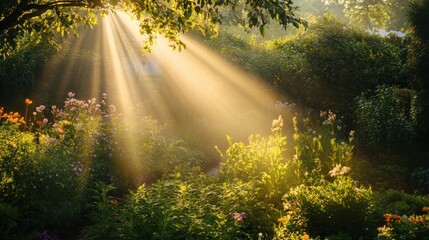 Sunlight Filtering Through a Garden