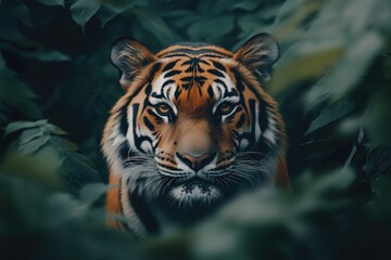 Fototapeta premium Majestic Tiger Roaming the Dense Jungle Habitat