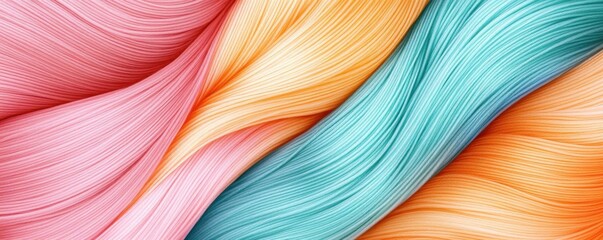 Naklejka premium Silk threads woven together, soft pastel tones, close-up, smooth texture, elegant lighting