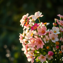 Fototapeta premium Delicately pink flowers in the changing sun 
