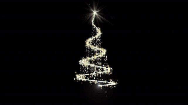 Glowing Christmas tree on black