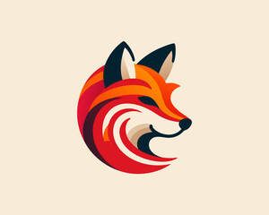 Colorful fox logo design icon symbol vector illustration