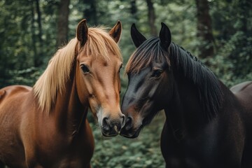 Obraz premium Majestic Equine Duo in Lush Green Meadow
