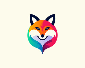Colorful fox logo design icon symbol vector illustration