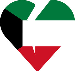 Kuwait Flag On Broken Heart Icon