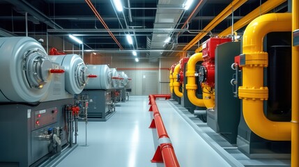 Modern Data Center Interior with High Ceiling and Server Racks