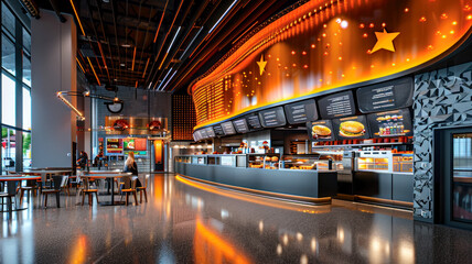 Modern fast food restaurant interior