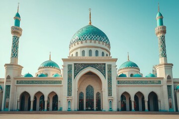 Fototapeta premium Beautiful mosque as a place of worship for Muslims created with Generative AI