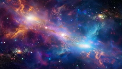 Nebulae and galaxies in space. Abstract cosmos background.