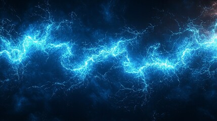 Intense Electric Blue Streaks Over Dark Stormy Background - Motion and Energy