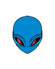 Classic alien with big eyes. Original vector illustration in vintage style. T-shirt design.
