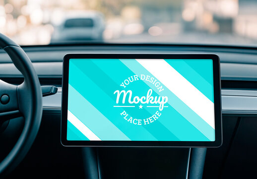 Car's Digital Display Mockup - Front View