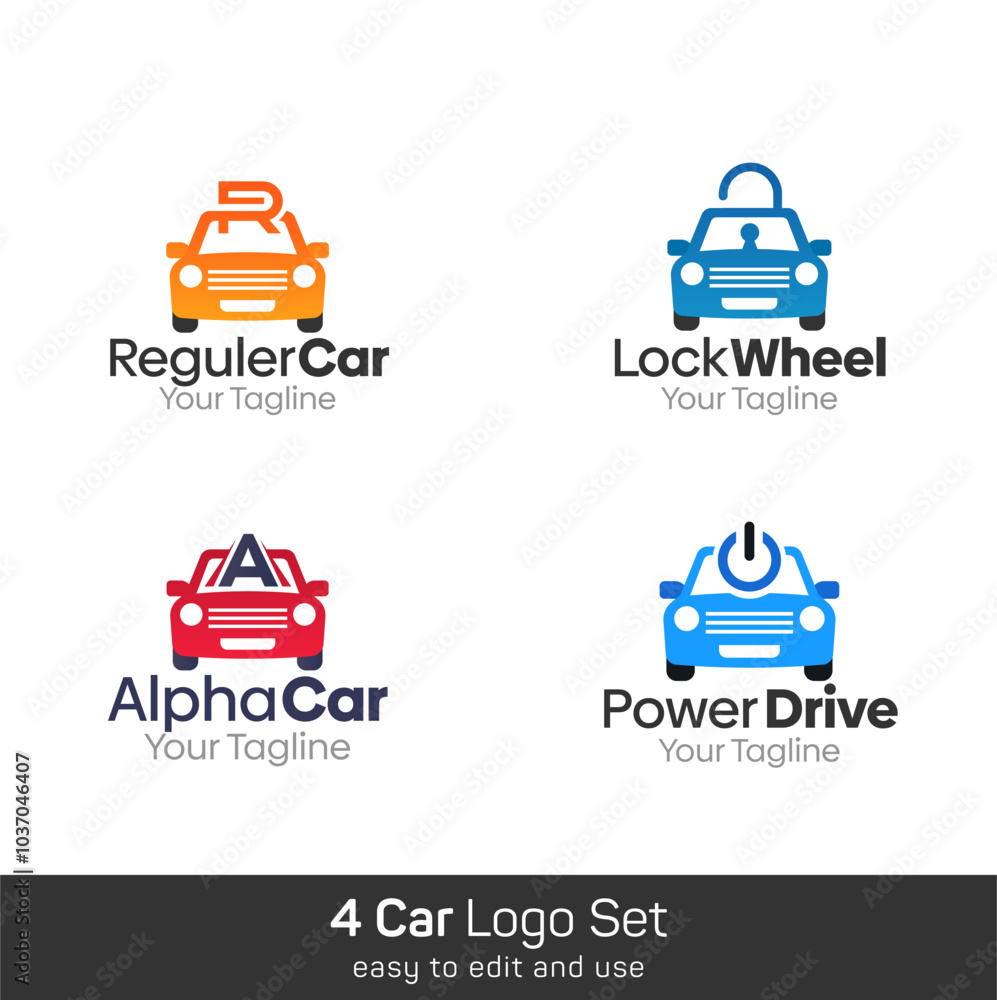 Wall mural car shape logo template set. good for business, agency, community and organization