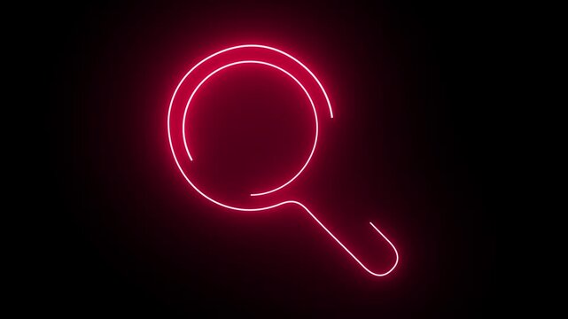 neon search icon animation . magnifying glass. zoom icon.