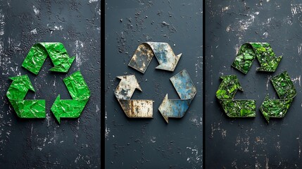 Versatile set of recycle icons suitable for eco-friendly product labeling and green marketing.Generative AI,エコフレンドリーな製品ラベリングとグリーンマーケティングに適した多用途リサイクルアイコンセット