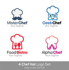 Chef Hat Shape Logo Template Set. Good for Business, Agency, Community and Organization