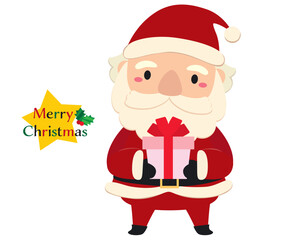 クリスマスプレゼントを持つかわいいサンタクロースのイラスト01