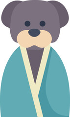 Illustration of a cute bear wearing traditional korean hanbok costume standing