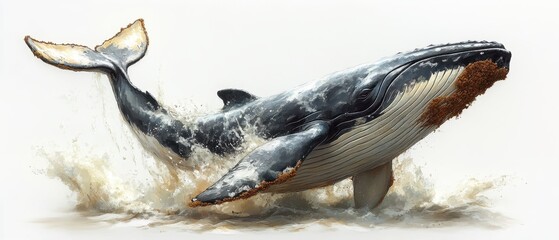 Whale Splash Illustration, a playful clip art design featuring a whale with a small splash, perfect for aquatic themes and educational materials.