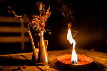 Rustic Candlelight with Dried Wildflowers