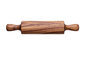 Wooden rolling pin on white isolated background.