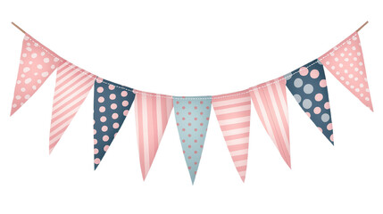 Obraz premium Colorful decorative bunting flags on a white isolated background.