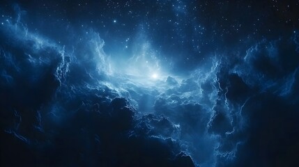Fototapeta premium Stars and haze in a dark blue universe.