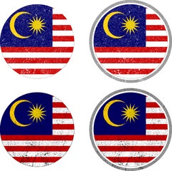 Flag of Malaysia. An illustration of the Malaysia round vintage grungy flag. A round flag.