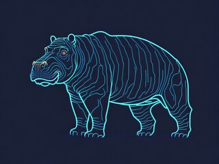 Naklejka premium Neon Animal Icons: Chinese New Year Fauna with Vivid Colors, Retro Pop-Art, and Surreal Neon Designs. Bold Wildlife Portraits on Black Background, Crafted with Generative AI for Commercial content