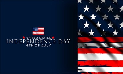 Happy Fourth of july Vector illustration. American Independence Day greeting card, banner, poster with United States flag, stars and stripes.