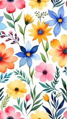 Obraz premium Watercolor Flowers on a Background