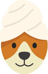 Adorable dog enjoying a relaxing spa day with a towel on its head