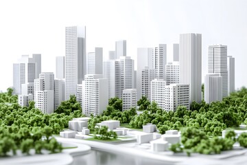 Fototapeta premium Model of a Modern City with Green Trees