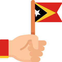 Flag In Hand Icon of Timor-Leste Flag