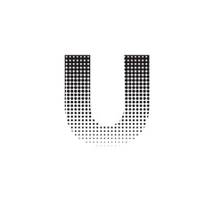 u alphabet halftone dotted effect logo icon vector illustration eps