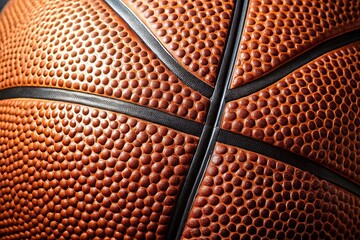 Fototapeta premium A macro shot of a basketball's surface showing its texture and pores, tacky, worn out