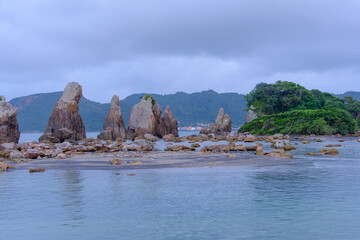 Mysterious Coastal Rock Formations in a Calm Sea