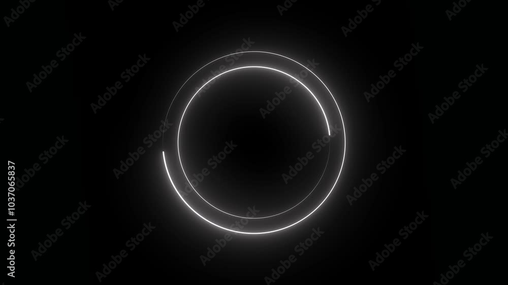 Poster glowing neon circle animation, neon circle frame. repetitive motion animation. isolated on black. 4k