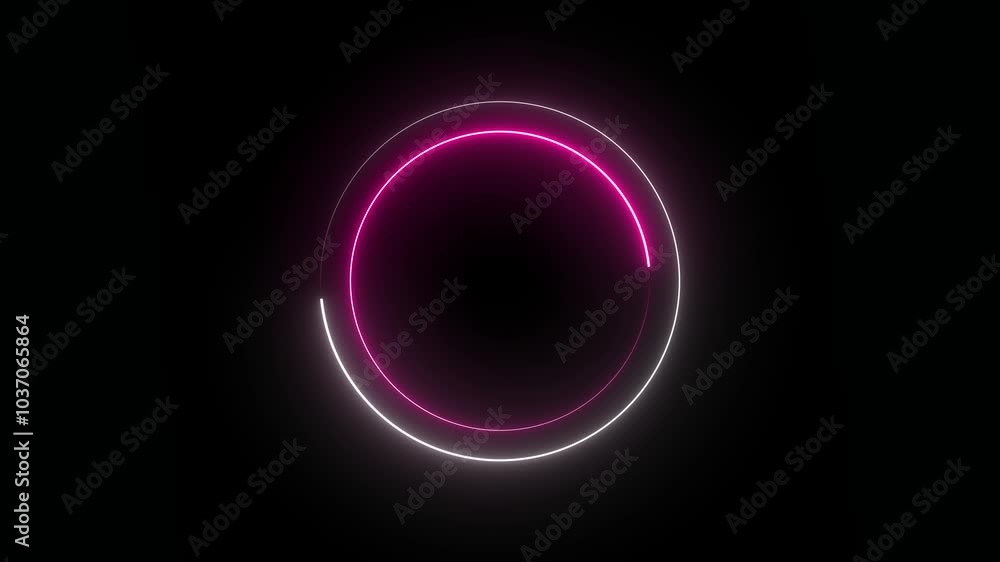 Poster glowing neon circle animation, neon circle frame. repetitive motion animation. isolated on black. 4k
