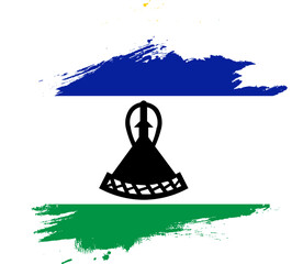 Grunge Brush On Flag Of Lesotho
