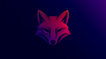 Obraz premium A flat vector logo of a fox head, with a gradient color scheme featuring red and purple hues.