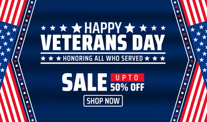 happy Veterans day celebration background or banner design template with usa flag. Honoring all who served. Veterans day background with american flag.